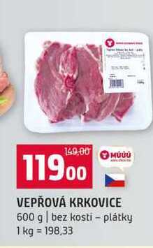 VEPŘOVÁ KRKOVICE 600 g bez kosti plátky 
