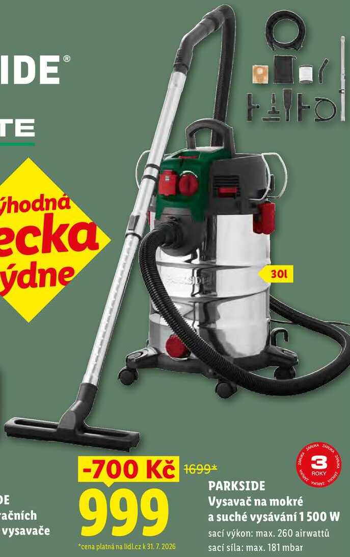 PARKSIDE Vysavač na mokré a suché vysávání 1500 W