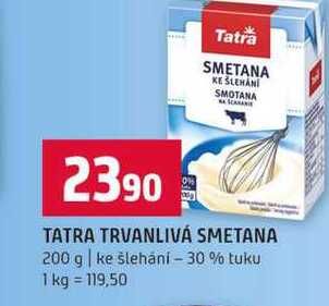 TATRA TRVANLIVÁ SMETANA 200 g ke šlehání - 30 % tuku 