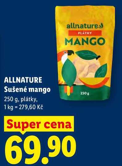 ALLNATURE Sušené mango, 250 g