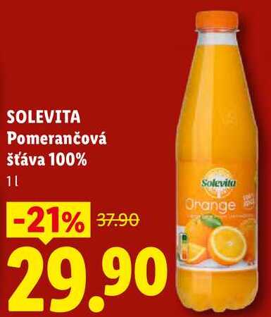 SOLEVITA Pomerančová šťáva 100%, 1 l