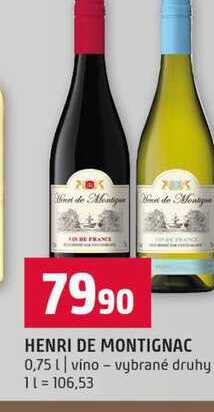 HENRI DE MONTIGNAC 0,75l vino vybrané druhy 