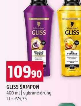 GLISS ŠAMPON 400 ml vybrané druhy