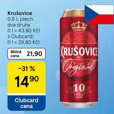 Krušovice, 0.5 l, plech, dva druhy