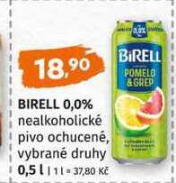 BIRELL 0,0% nealkoholické pivo ochucené, vybrané druhy 0,5l