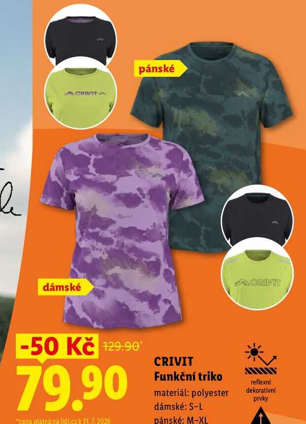 CRIVIT Funkční triko materiál: polyester reflexní dekorativní prvky dámské: S-L pánské: M-XL