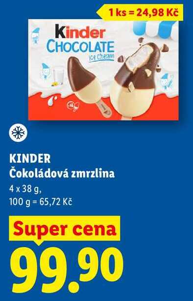 KINDER Čokoládová zmrzlina, 4x 38 g 