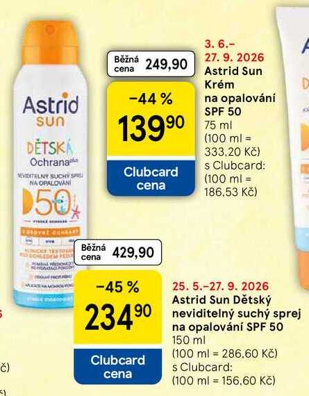 Astrid Sun Dětský neviditelný suchý sprej na opalování SPF 50, 150 ml 