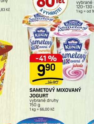 SAMETOVÝ MIXOVANÝ JOGURT vybrané druhy 150 g 