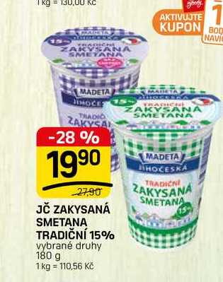 JČ ZAKYSANÁ SMETANA TRADIČNÍ 15% 180g