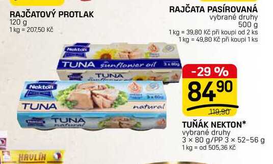 TUŇÁK NEKTON* vybrané druhy 3 x 80 g/PP 3 x 52-56 g