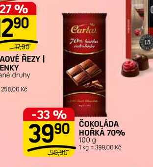 ČOKOLÁDA HOŘKÁ 70% 100 g