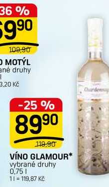 VÍNO GLAMOUR* vybrané druhy 0,75l