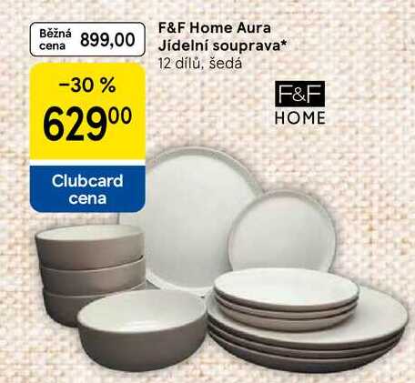 F&F Home Aura Jídelní souprava, 12 dílů, šedá
