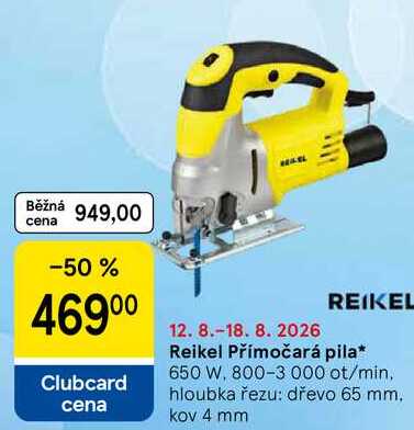 Reikel Přímočará pila, 650 W, 800-3 000 ot/min. hloubka řezu: dřevo 65 mm. kov 4 mm