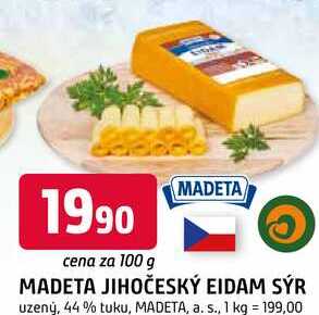 MADETA JIHOČESKÝ EIDAM SÝR uzený, 44% tuku, 100g