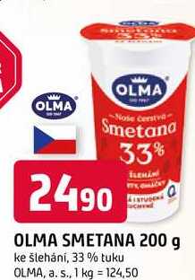 OLMA SMETANA 200 g ke šlehání, 33 % tuku