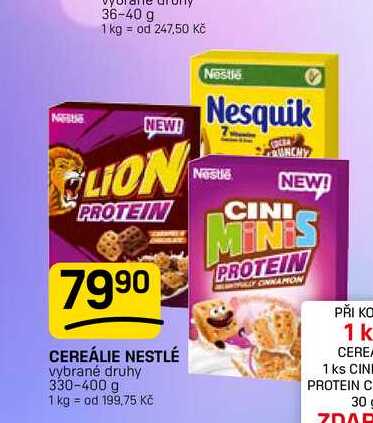 CEREÁLIE NESTLÉ vybrané druhy 330-400 g