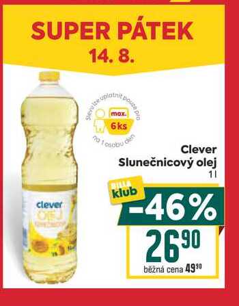 Clever Slunečnicový olej 1l