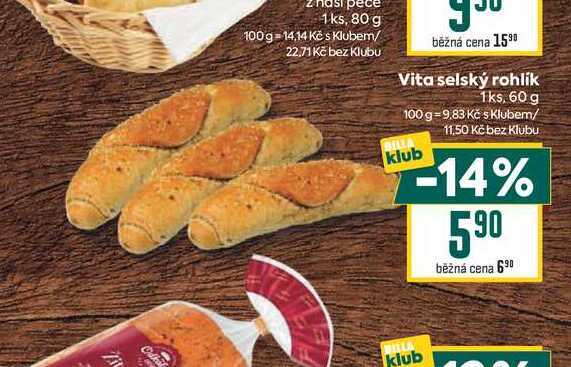 Vita selský rohlík 1ks, 60 g