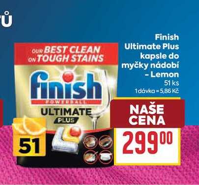 Finish Ultimate Plus kapsle do myčky nádobí - Lemon 51 ks