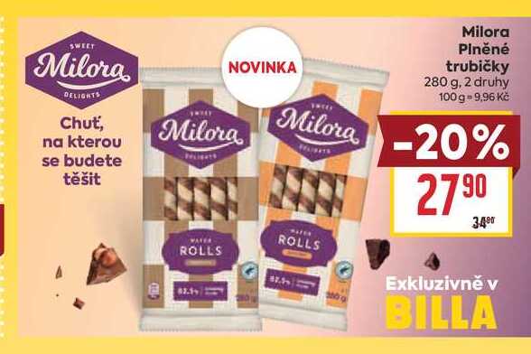 Milora Plněné trubičky 280 g
