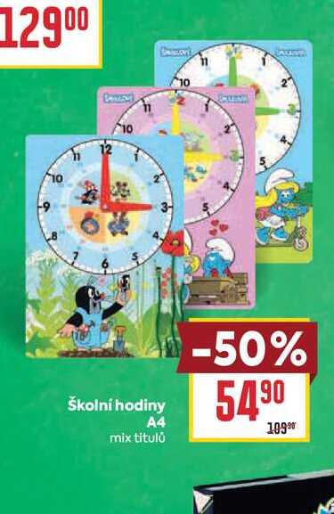 Školní hodiny A4 mix titulů