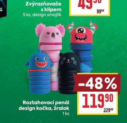 Roztahovací penál design kočka, žralok 1ks