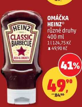 OMÁČKA HEINZ různé druhy, 400 ml