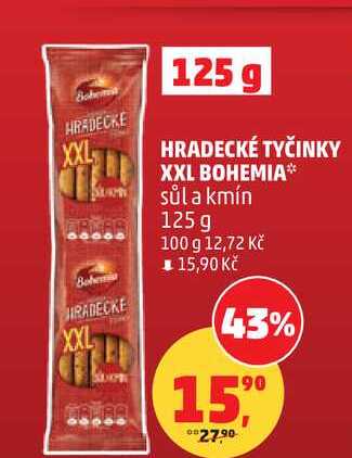 HRADECKÉ TYČINKY XXL BOHEMIA sůl a kmín, 125 g