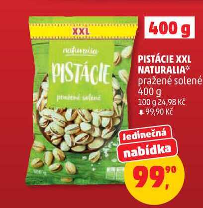 PISTÁCIE XXL NATURALIA pražené solené, 400 g 