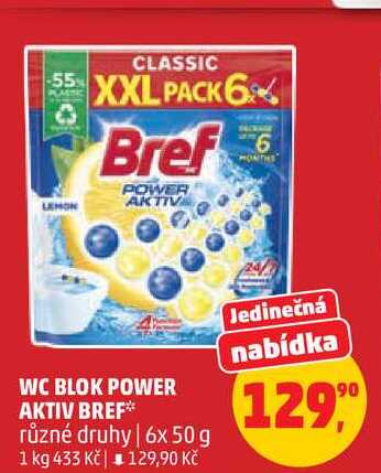 WC BLOK POWER AKTIV BREF různé druhy, 6x 50 g 