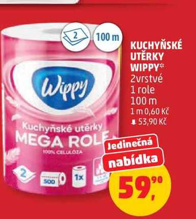KUCHYŇSKÉ UTĚRKY WIPPY, 2vrstvé, 1 role  