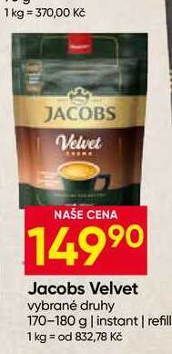 Jacobs Velvet vybrané druhy 170-180 g