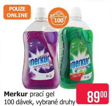 Merkur prací gel 100 dávek, vybrané druhy