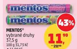 MENTOS vybrané druhy, 37,5 g