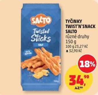 TYČINKY TWIST'N'SNACK SALTO různé druhy, 150 g