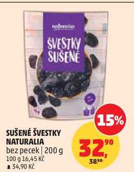 SUŠENÉ ŠVESTKY NATURALIA bez pecek, 200 g