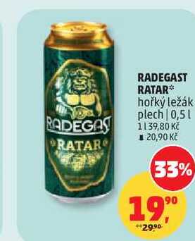 RADEGAST RATAR hořký ležák plech, 0,5 l