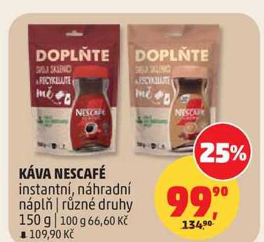 KÁVA NESCAFÉ instantní, náhradní náplň, různé druhy, 150 g