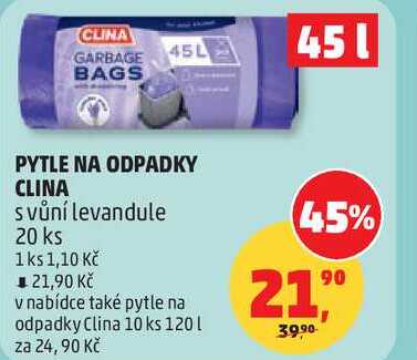 PYTLE NA ODPADKY CLINA s vůní levandule, 20 ks