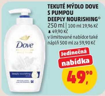 TEKUTÉ MÝDLO DOVE S PUMPOU DEEPLY NOURISHING, 250 ml