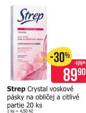 Strep Crystal voskové pásky na obličej a citlivé partie 20 ks 