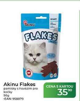Akinu Flakes pamlsky s hovězím pro kočky 50g
