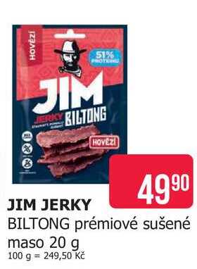 JIM JERKY BILTONG prémiové sušené maso 20 g 
