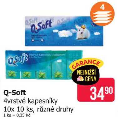 QSoft S 4vrstvé kapesníky 10x 10 ks, různé druhy