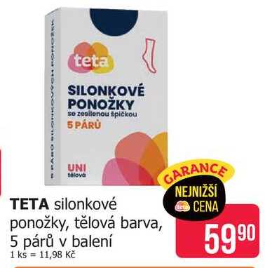 TETA silonkové ponožky, tělová barva, 5 párů v balení