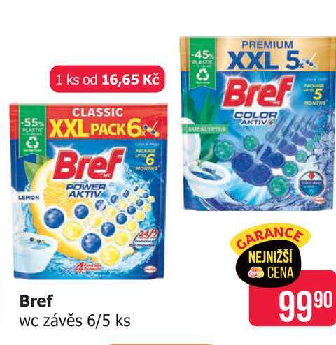 Bref Power Aktiv WC blok 6x50ml, vybrané druhy 300g