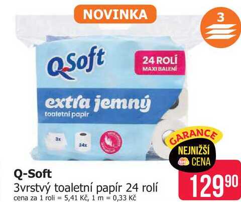 Q-Soft 3vrstvý toaletní papír 24 rolí