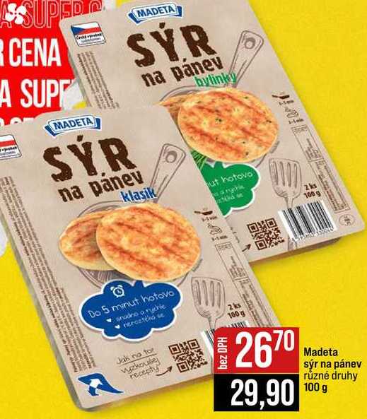 Madeta sýr na pánev různé druhy 100 g